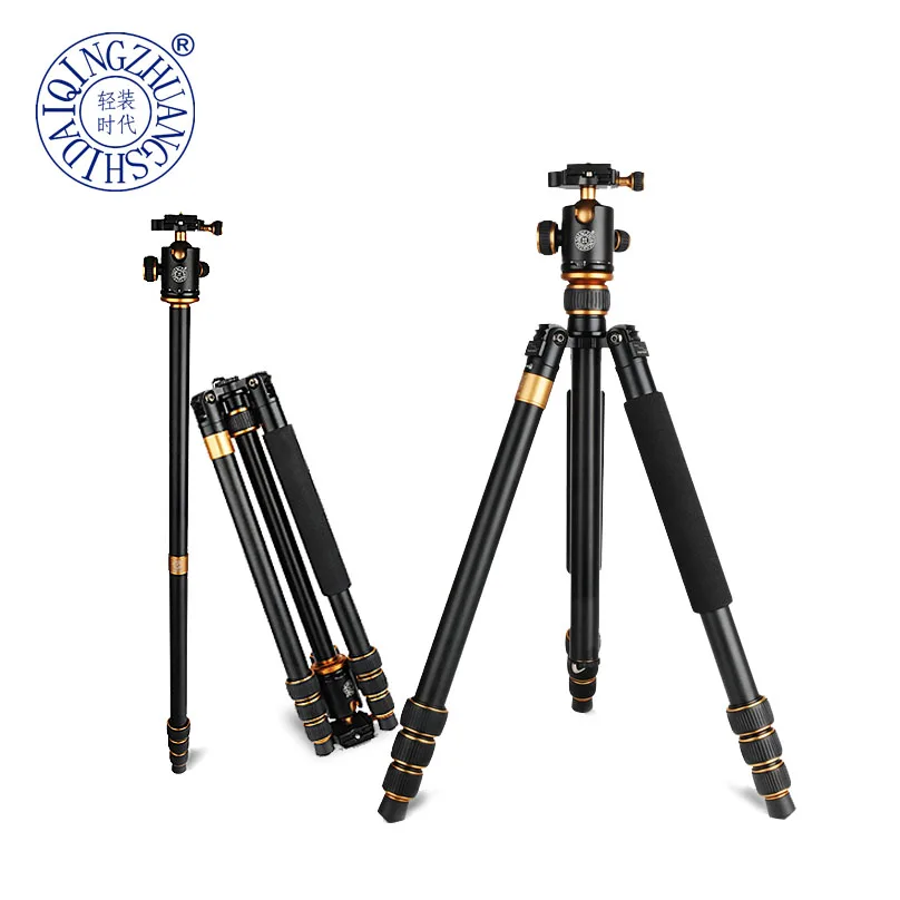 QZSD-Q1088 Professional DSLR Camera stand Aluminum Alloy Tripod 15kg Load with Ball Head Monopod Tripe Para Accessories |