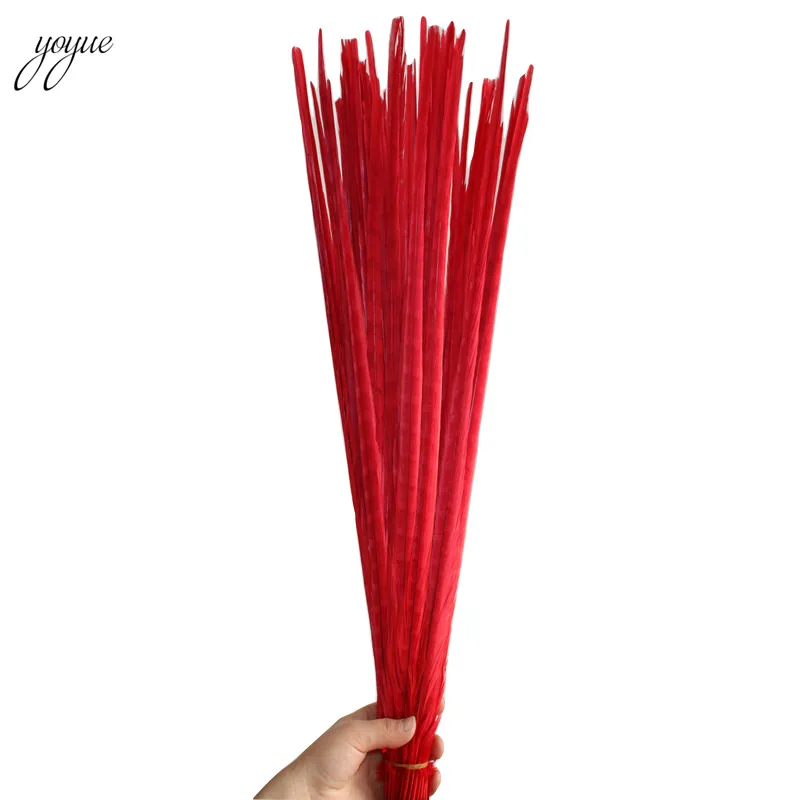 Plumas de cola de fais&aacute;n para decoraci&oacute;n de boda, plumas naturales para manualidades, 55-60CM, 22-24 pulgadas, venta al por mayor, 100 unids/lote-3