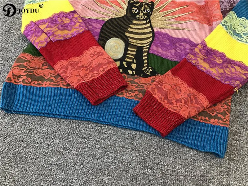 Женский хлопковый подиумный свитер JOYDU винтажный трикотажный в полоску с