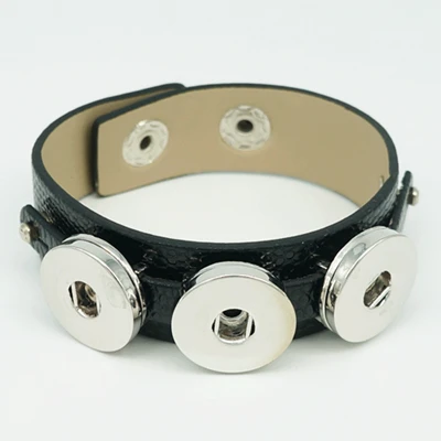 Сменные оснастки ювелирные изделия черный кожаный с кнопкой браслеты подходят 18