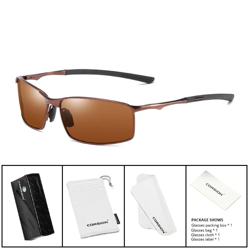 C6 Brown Brown COASION Солнцезащитные очки Мужские поляризационные прямоугольная металлическая оправа спортивные очки для вождения солнцезащитные очки для мужчин gafas de sol hombre UV400 CA1170 - Цвет линз: C6 Brown Brown