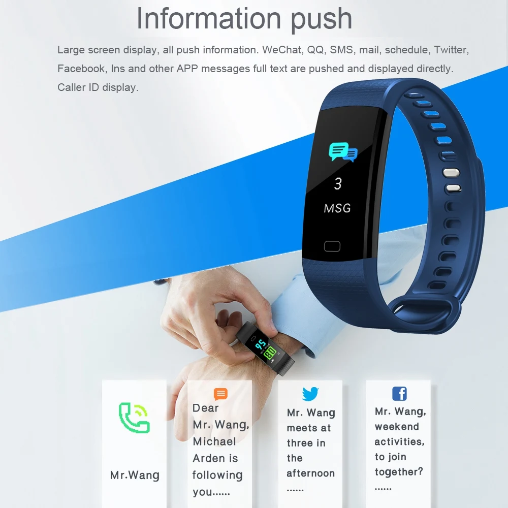 Y5 Bluetooth умный Браслет Шагомер Браслет пульсометр Монитор артериального давления умный Браслет цветной экран Спорт фитнес-трекер