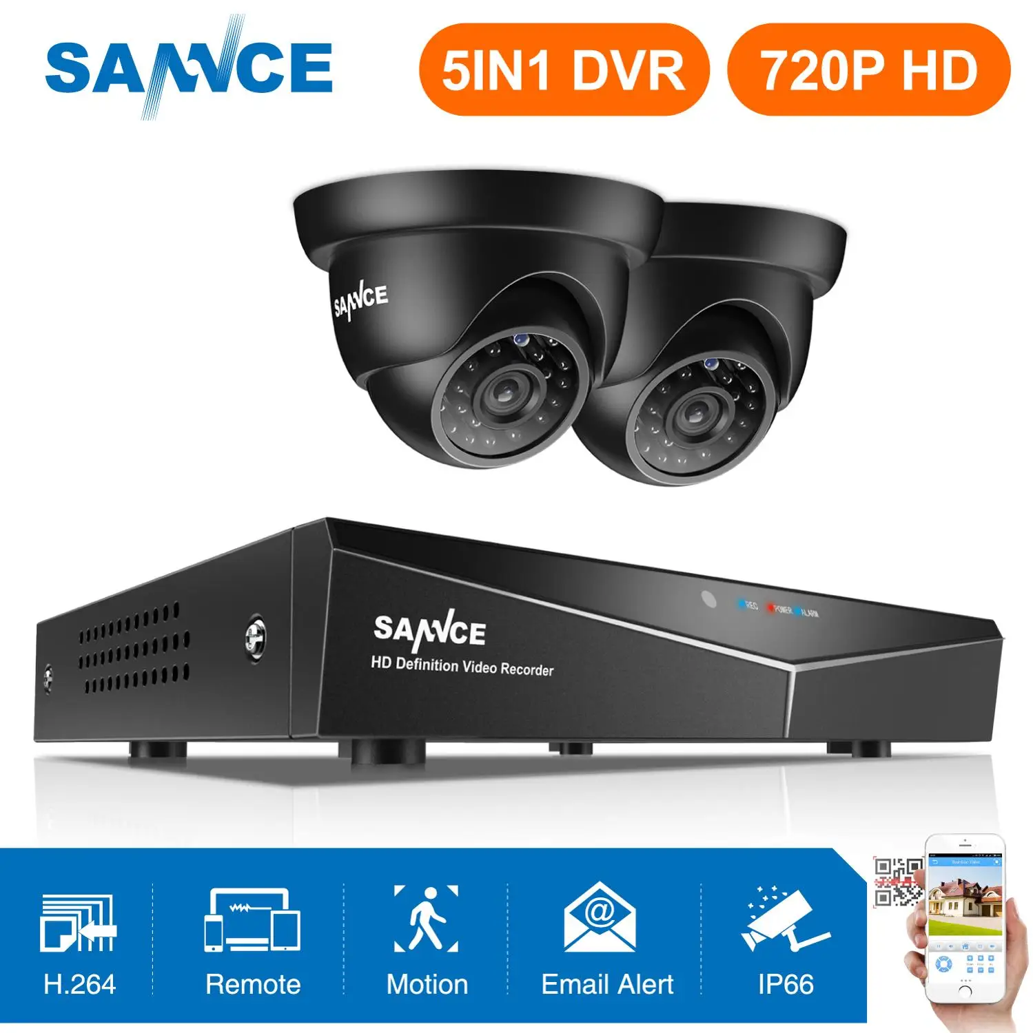 SANNCE 4CH 720P CCTV DVR 1200TVL наружная ИК Ночная система камер домашней безопасности