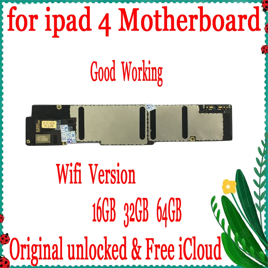 

Оригинальная разблокированная материнская плата для ipad 4 с системой IOS, Wi-Fi версия для ipad 4 материнская плата, 16 ГБ/32 ГБ/64 ГБ, Бесплатный iCloud