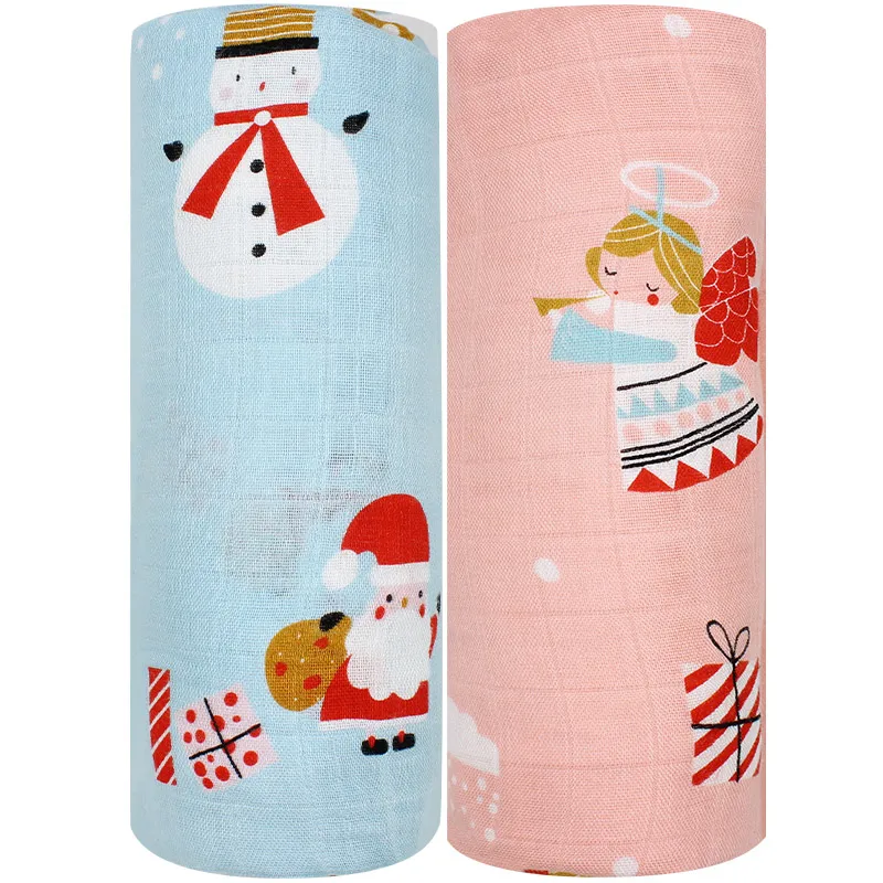 Christmas set 2 шт. детское одеяло бамбуковые хлопковые подгузники из муслина пеленки для новорожденных банное полотенце детское белье для коляски обертывание детские товары - Цвет: Christmas set