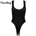 Цельный купальник TiaoBug для взрослых, без рукавов, гладкий, эластичный, с высоким вырезом