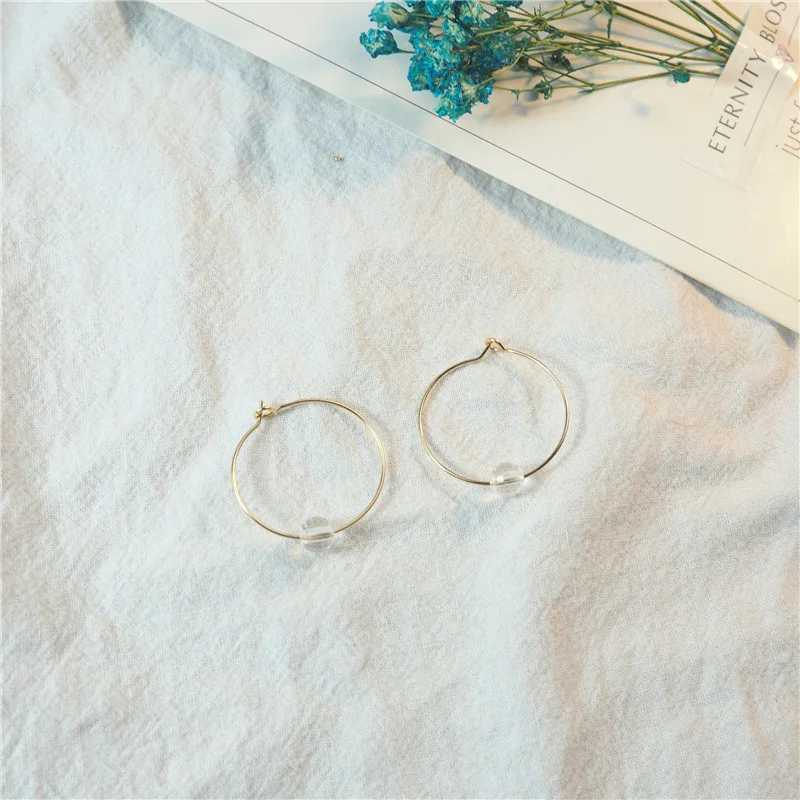 Женские корейские серьги-кольца минималистичные серьги из сплава с кристаллами