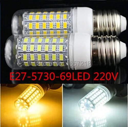 

1pcs 2014 NEW High Bright 15W Wall LED lamps E27E14 G9 GU10 69 LEDs 220V High Quality 5730 SMD Corn LED Bulb Ceiling light