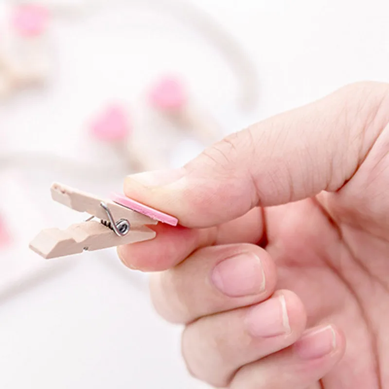 12 шт. розовые зажимы деревянные Сердца украшения для дня рождения детский