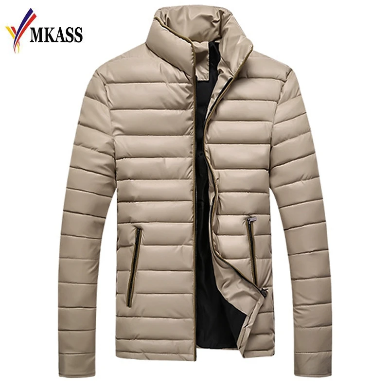 Мужское зимнее хлопковое пальто с длинными рукавами и воротником стойкой