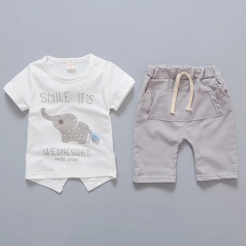 ZQLZ Baby Boy Clothes 2 Pieces Summer Cotton T Shirts Shorts Kids Cartoon Sport Suits Children Clothing |