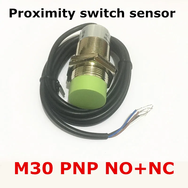 Датчик близости типа цилиндра PNP NO+NC M30 DC 6-36В 4 провода без контакта дистанционного действия 15мм обычно открыт и закрыт.