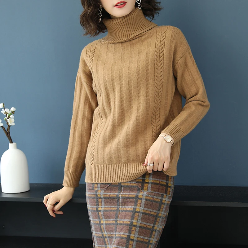 Women Thick Cashmere Sweater High Collar Pullovers Elegant Turtleneck Lady Warm Long Sleeve | Женская одежда