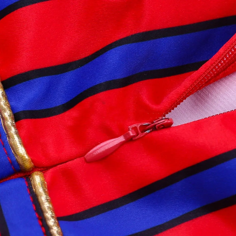 Женский комбинезон с кисточками Jumpsui красный длинным рукавом в синюю полоску |