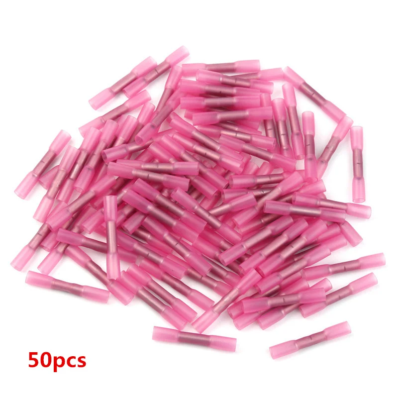 50pcs 10/20/25/50/100 шт изолированный Водонепроницаемый термоусадочной терминалы запечатать стыковой электрические провода обжимных клемм соединитель Комплект креплений диаметром 22-18 AWG - Цвет: 50pcs