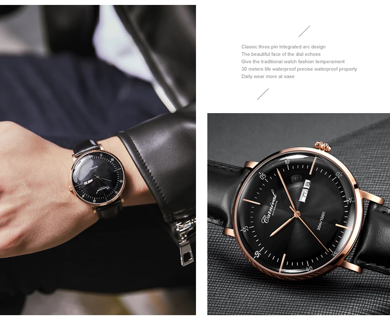 Карнавал механические Автоматические часы для мужчин Reloj Hombre кожаный ремешок для мужчин s часы лучший бренд класса люкс водонепроницаемые золотые наручные часы