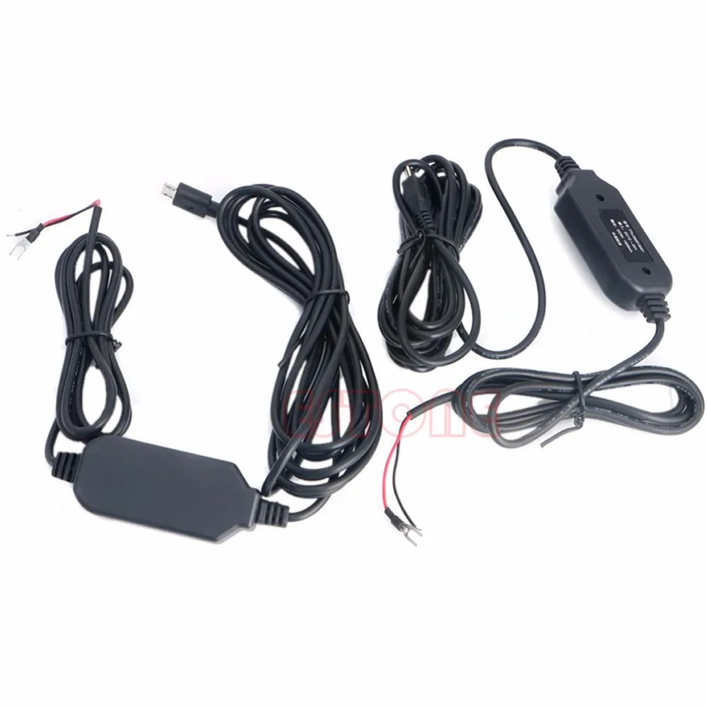 12В до 5В жесткий провод кабель 3 5 м Мини/микро USB адаптер для автомобиля тире