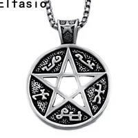mens boys pewter pendant pentagram star talisman silver tone 18 30 stainless steel necklace chain p314