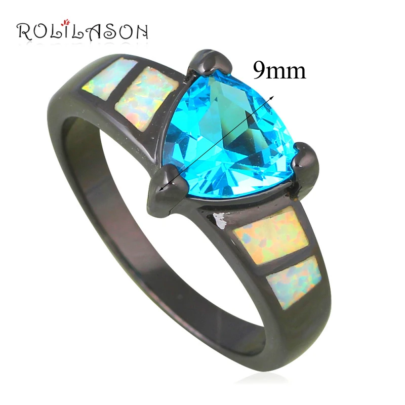 Рождественские кольца для женщин синий циркон белый огненный опал черный