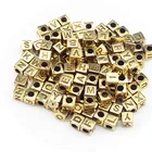 100 шт. 6 мм квадратный Алфавитбуквы акриловые бусины игрушки для детей Серебряный Золотой самодельный бисер с покрытием для изготовления ювелирных изделий подарок для девочки