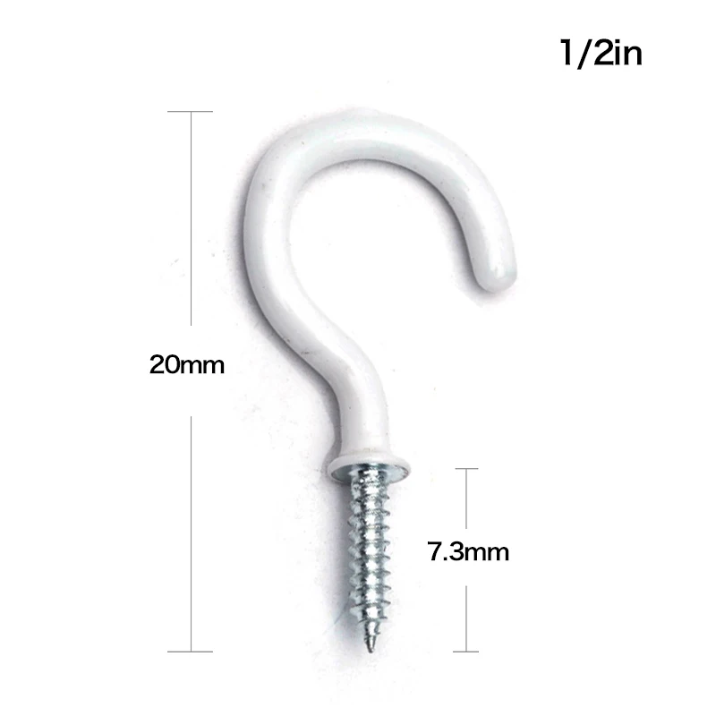 0.5inch 10 шт белая кружка Shouldered вешалка чашки крючки сверхмощный винт в потолок крючки чашки - Цвет: 0.5inch