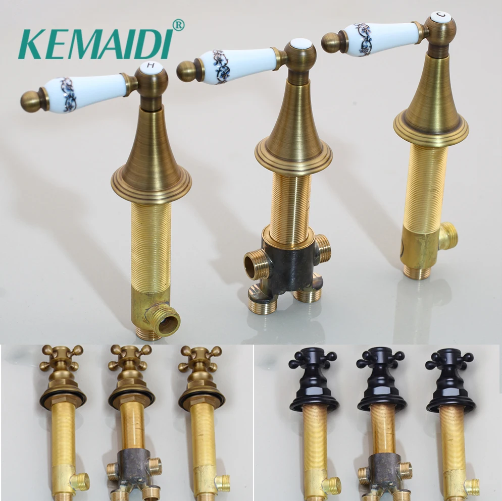 

KEMAIDI Good Quality Hot And Cold Water Control Valve 3 Sets For Faucet Bathroom Mixer Valve Tap Handle Bathroom Accessaries