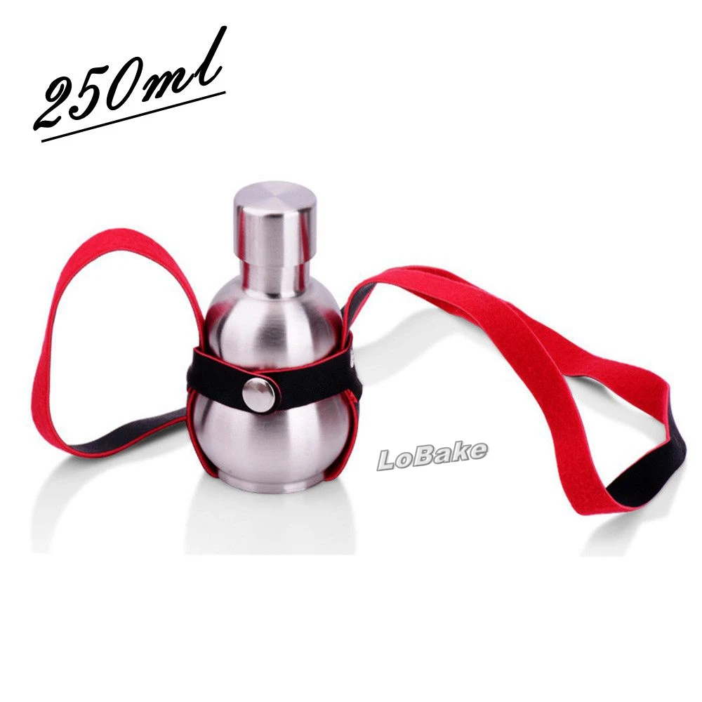 Мини Размер 250 мл нержавеющей стали тыква форма бутылки вина с кожаным ремнем