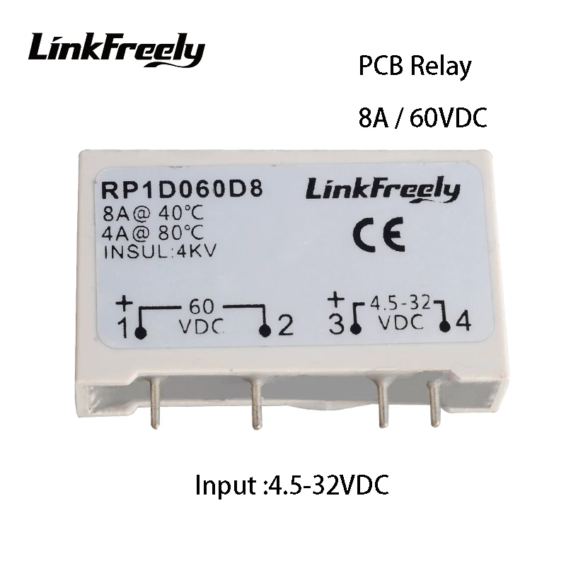 4 контактное твердотельное реле RP1D060D8 Mini PCB SSR постоянного тока 1A 4A 8A 60 В 350 выходной