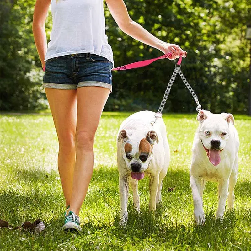 Прочный двойной поводок для собак хромированный металлический разветвитель