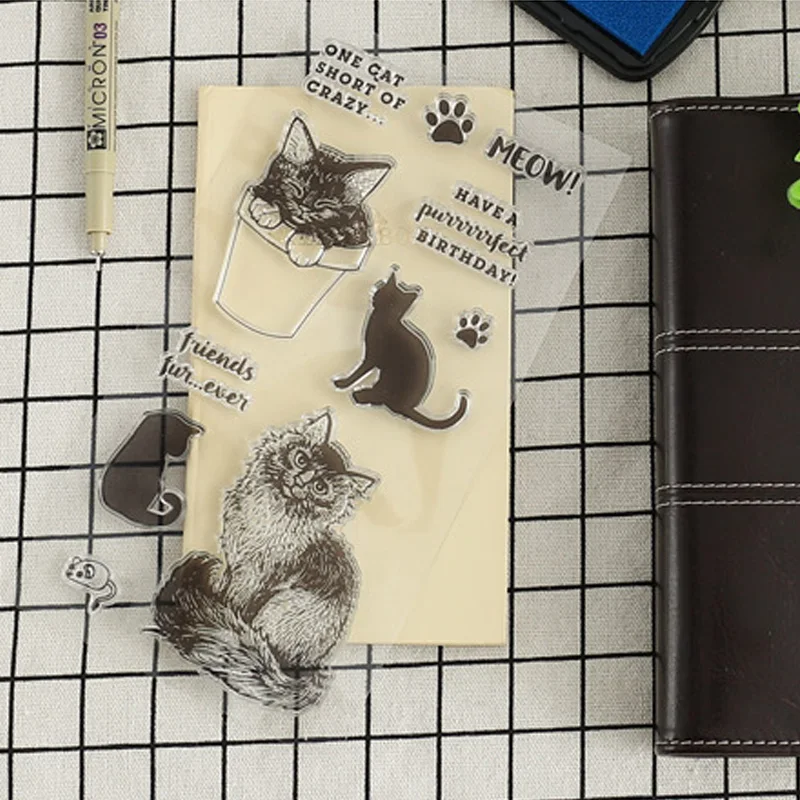 Meng кошка следы прозрачный силиконовый марки буквы печать набор сделай сам для