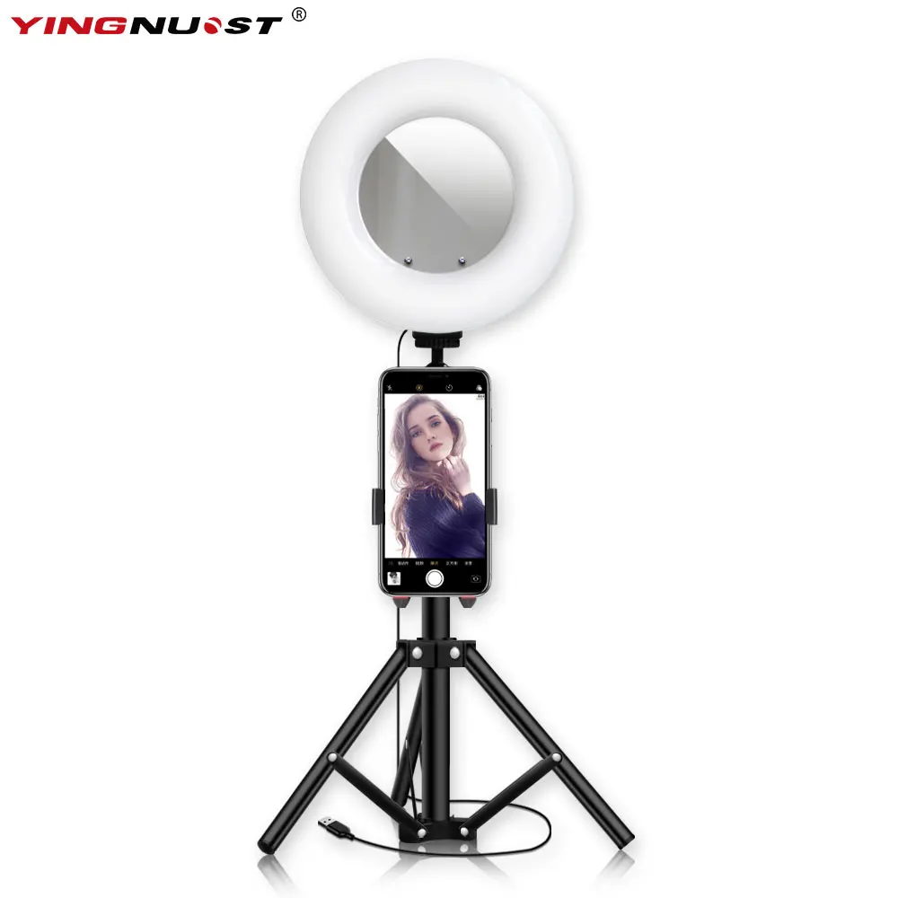 9 ''Dimmable светодиодный кольцевой светильник с 8X зеркалом для макияжа 1,2 м штатив-подставка лампа для селфи для макияжа освещение телефона видео в режиме реального времени