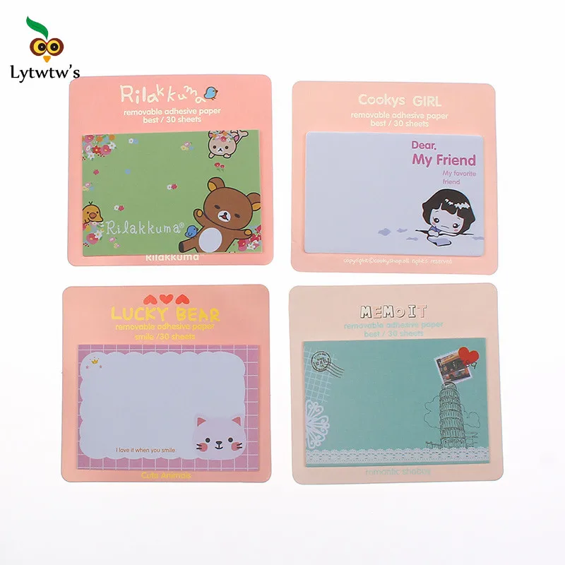 Клейкие наклейки Rilakkuma с мультяшными рисунками милые Блокноты липкими нотами для