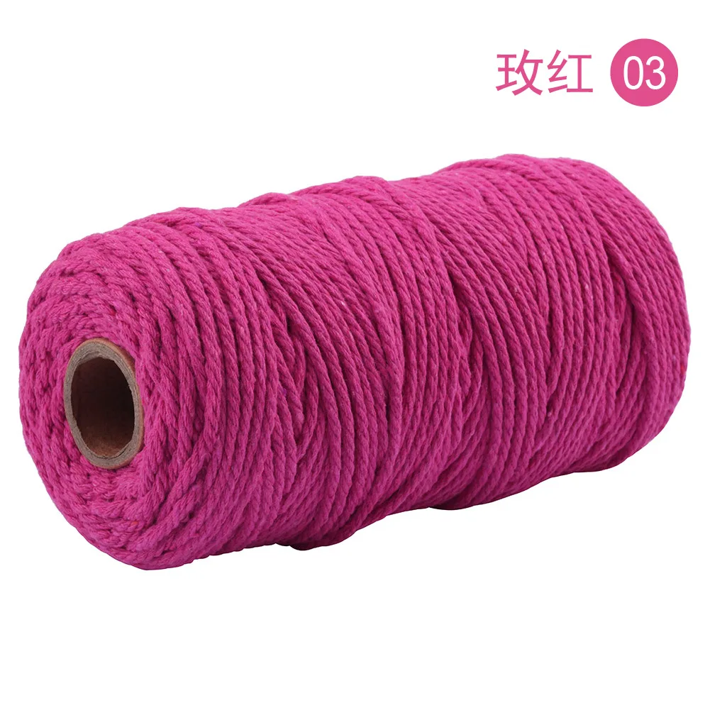 Rose red 3 мм гобелен из макраме цветной Плетеный RopeHandmade одножильный цветной Хлопковый Канат DIY Ювелирные изделия шпагат Хлопковый Канат - Цвет: Rose red