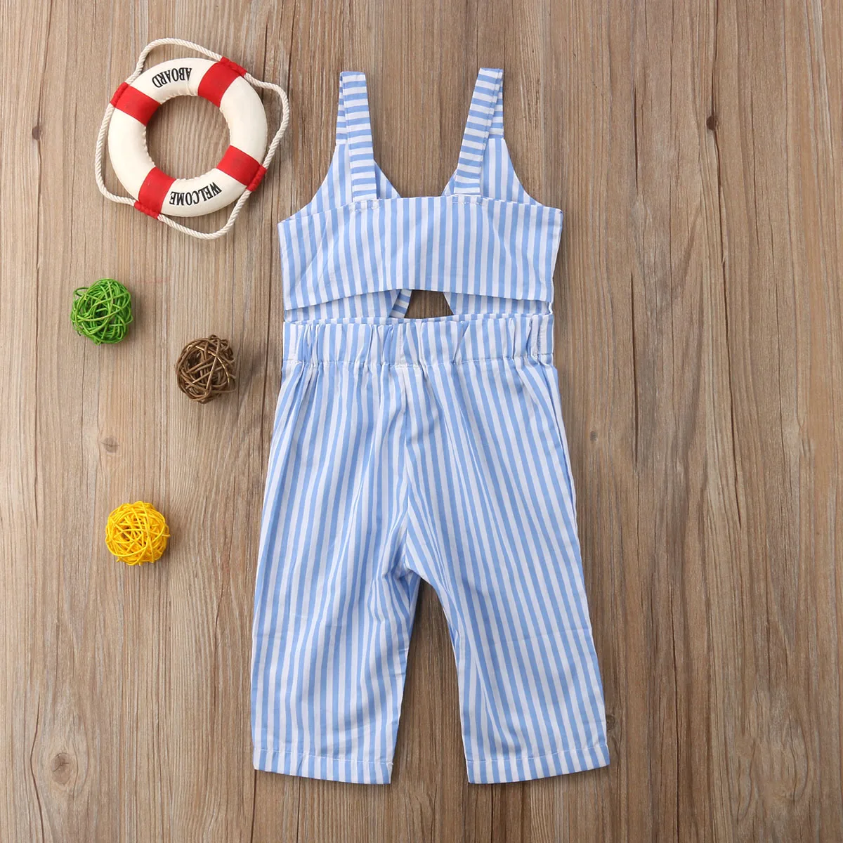 2018 детские комбинезоны в синюю полоску без рукавов с бантом для маленьких