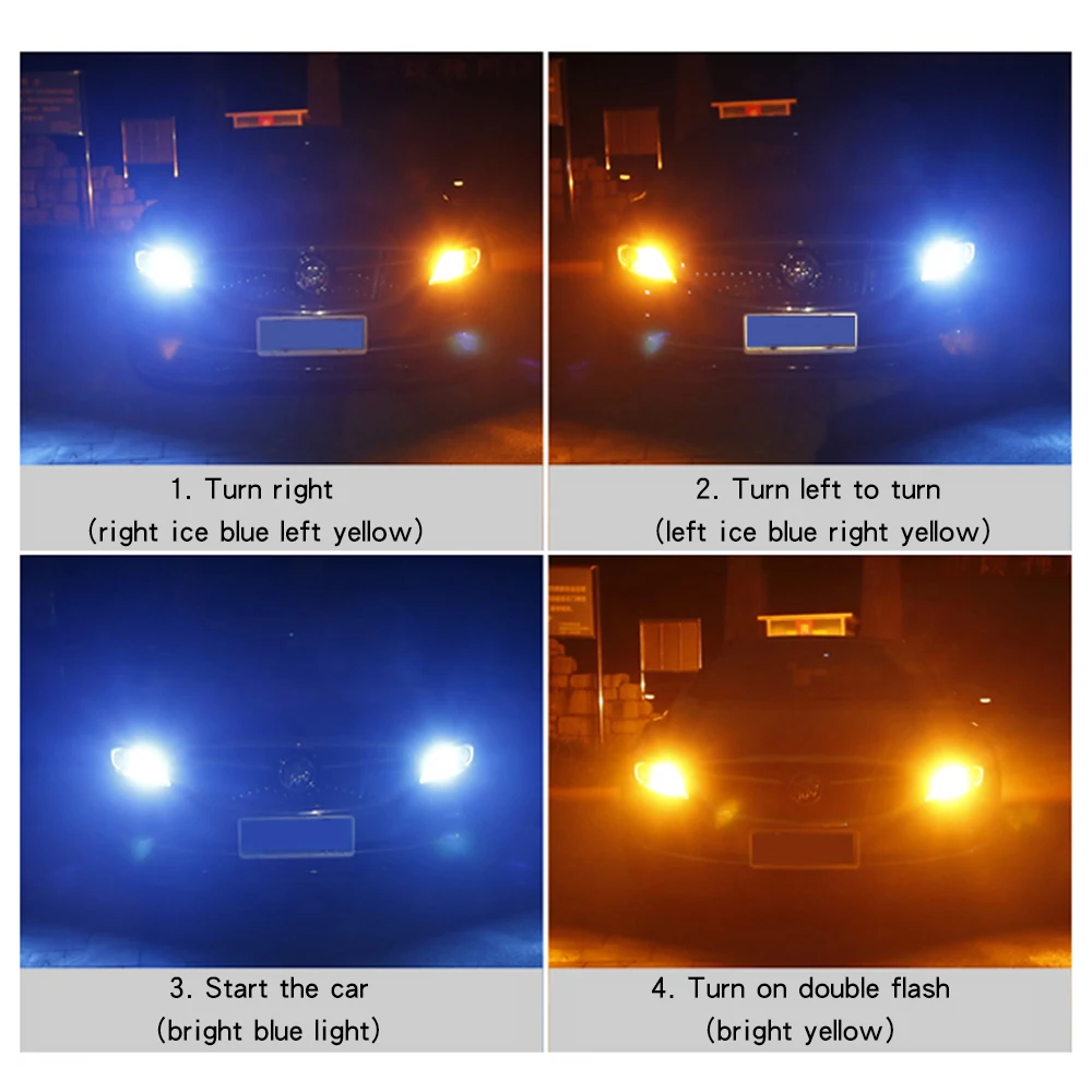 2 шт. Автомобильные светодиодные лампы DRL + указатель поворота BA15s/BAU15s 1156 T20 7440 42SMD 60