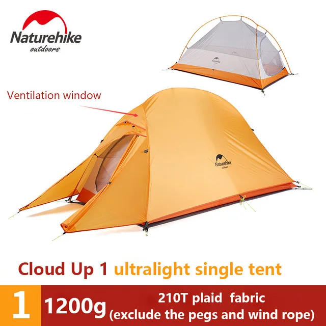 Naturehike Модернизированный облачный 1 2 3 Сверхлегкий тент отдельно стоящий 20D ткань 1-3 человека палатки для кемпинга с бесплатным ковриком - Цвет: 1  person yellow