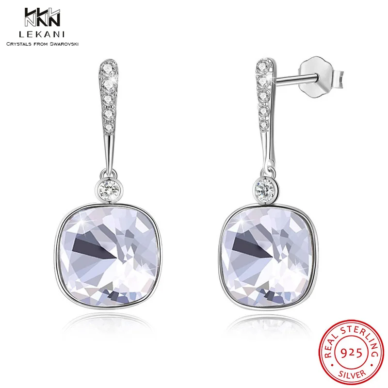 LEKANI кристаллы от Swarovski кошка жемчужные серьги 925 женские серьги ювелирные изделия Элегантный шик простой Brincos 11 цветов подарок