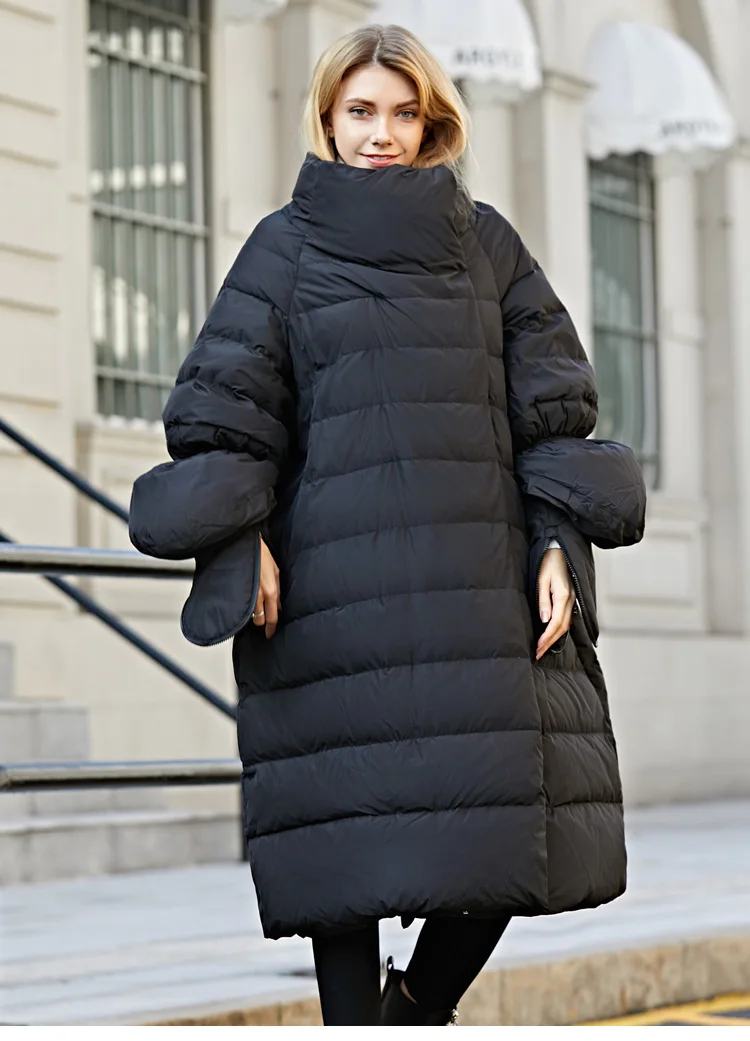 Oversize Winter Down Jacket Women with Gloves Long Korean Duck Down Coat Winter Puffy Jacket Casacas De Mujer 15799 KJ2742