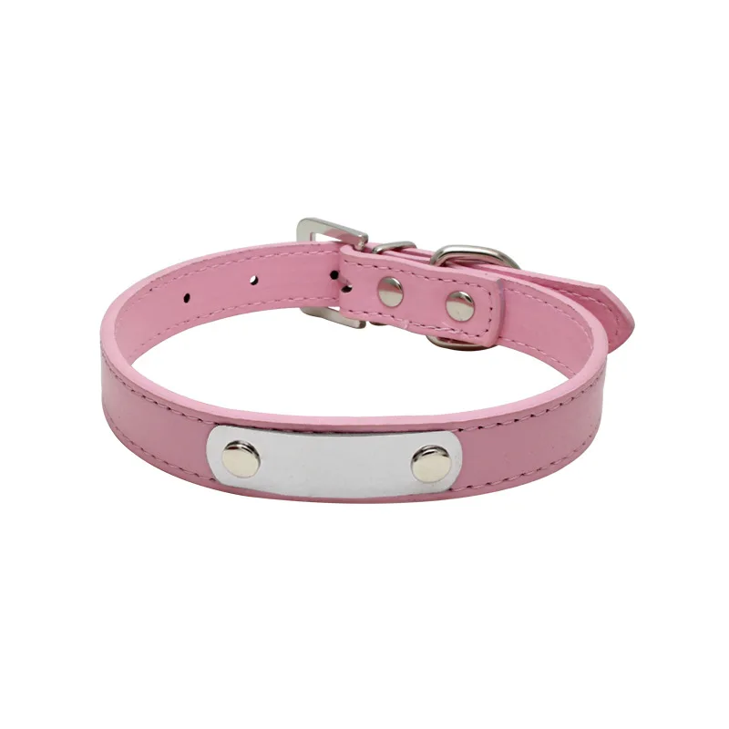 PINK Carrywon питомцы собаки кошки анти-потеря кожа ID Ошейники гравировка текст на нержавеющей стали Pet ярлыки Имя индивидуальная адресная доска - Цвет: PINK