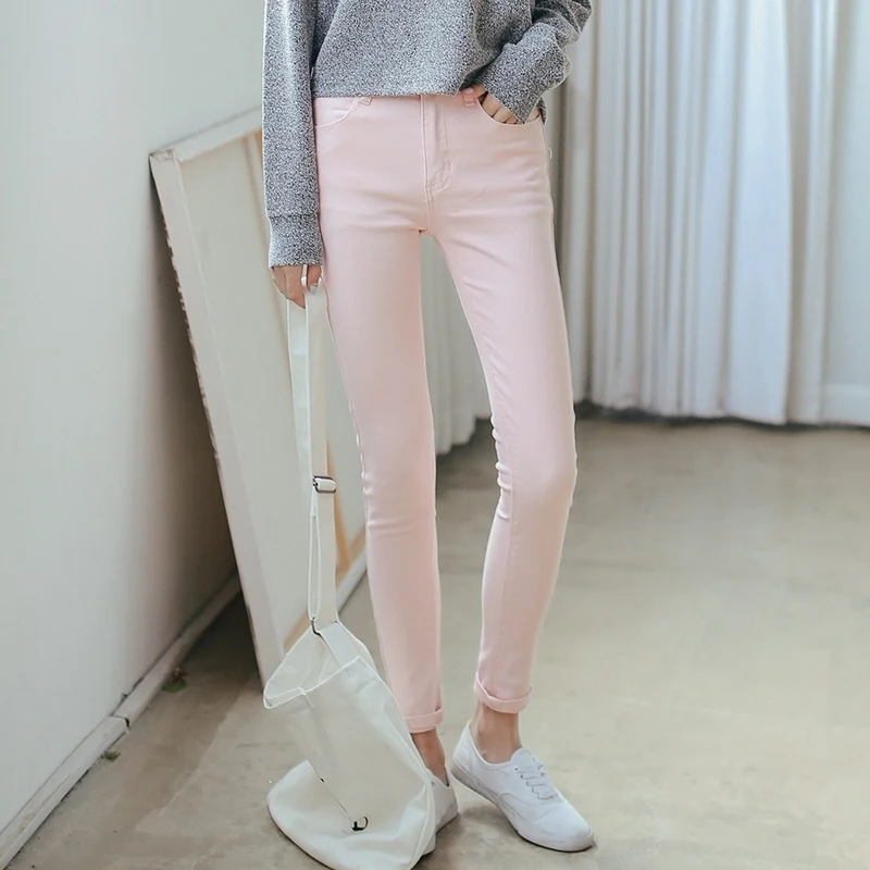 2017 Женская каваи студенты Высокая Талия Тонкий Карандаш Жан брюки джинсовые