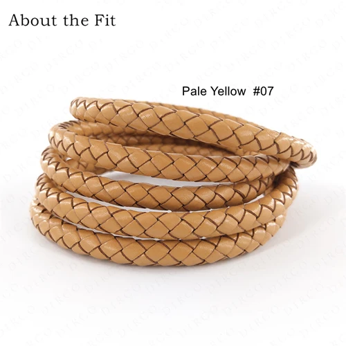 Pale Yellow 07 6 мм 15 м/рулон плетеный кожаный край режущий яловичный спилок натуральная круглая плетеная кожа для изготовления браслетов и ожерелий - Цвет: Pale Yellow 07