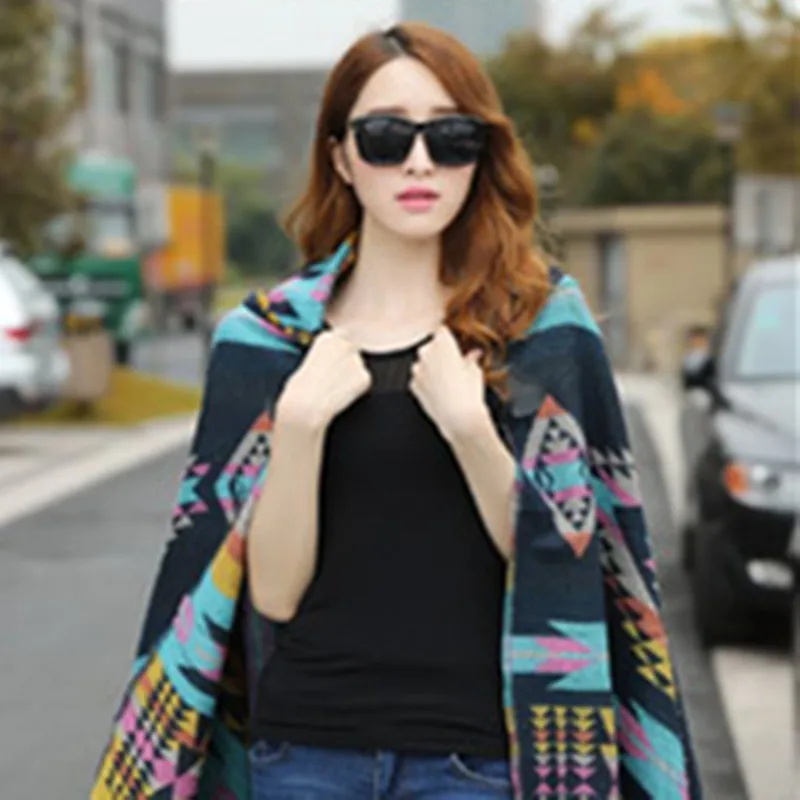 Новинка женское пончо в богемном народном стиле шарф с капюшоном женская зимняя