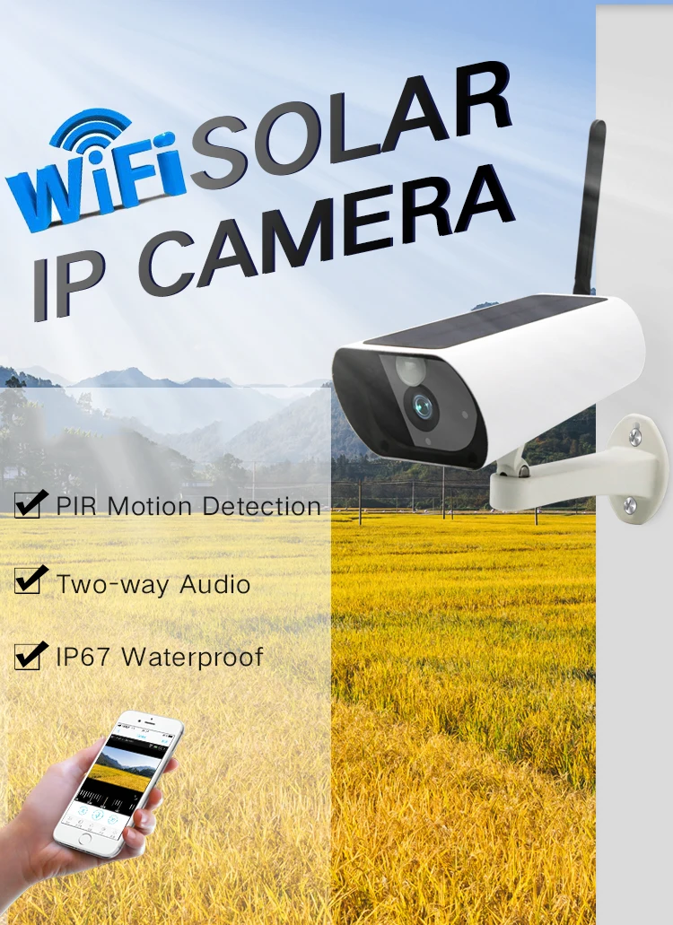1080P HD Wifi уличная Водонепроницаемая ip-камера с солнечной энергией, беспроводная ИК-камера видеонаблюдения, домашняя безопасная камера в режиме реального времени
