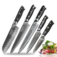 sunnecko 5pcs kitchen knife set slicer chef paring japanese damascus vg10 steel chef knife sets santoku utility cooking tools