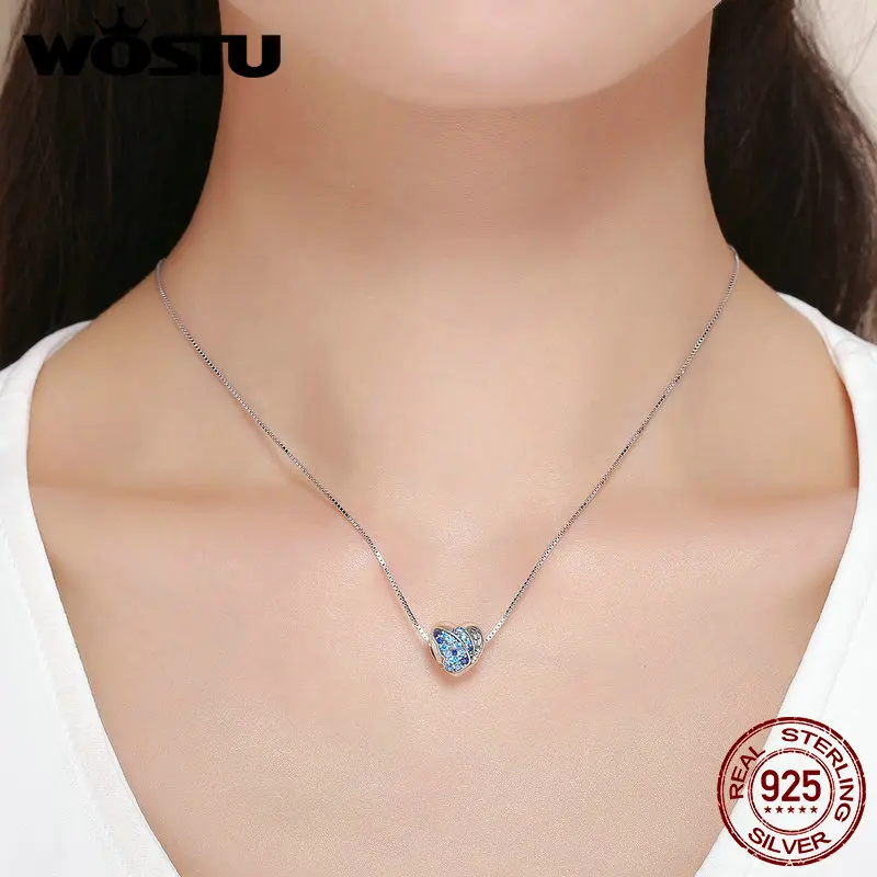 WOSTU,, 925 пробы, серебро, любовь, Бабочка, сердце, шарм, подходит для бусин, браслет, модный, сделай сам, ювелирное изделие, подарок, CQC653
