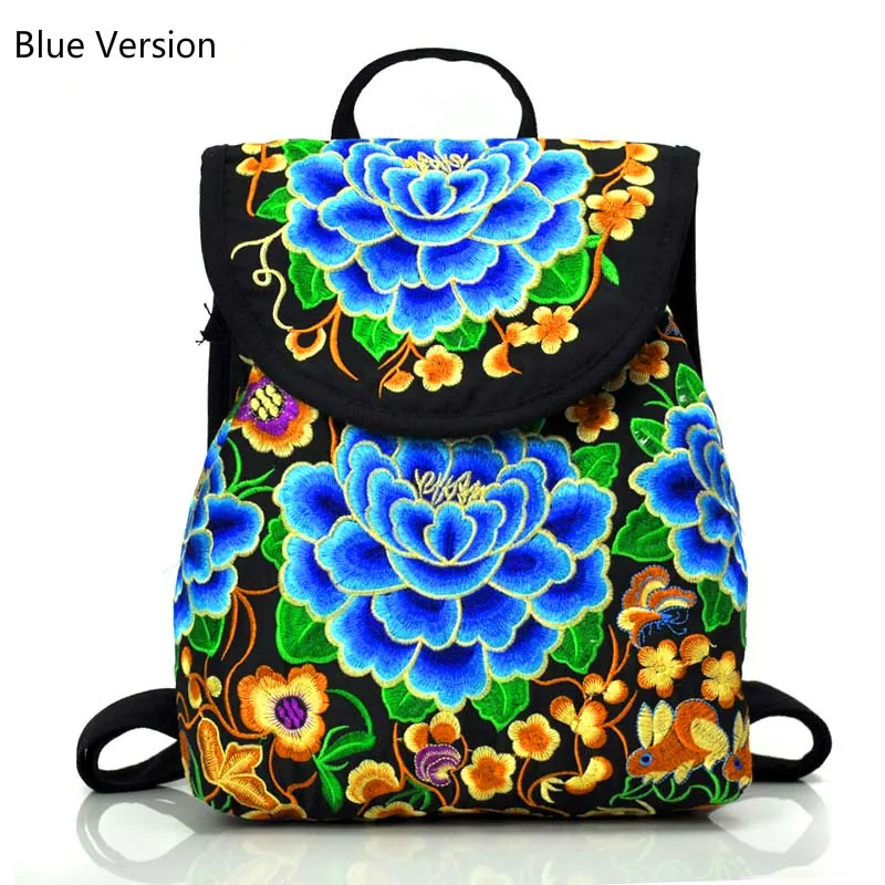 blue big size WALLIKE бренд леди вышивка уникальный хороший школьный мешок этический дорожный рюкзак сумки на плечо для женщин Национальный стиль рюкзак - Цвет: blue big size