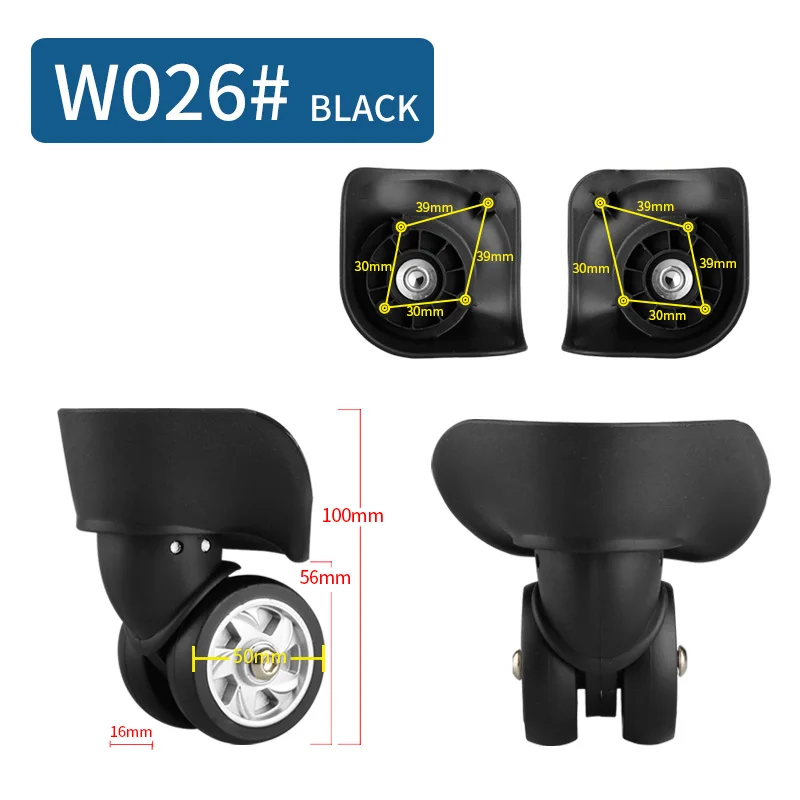 W026(2 Wheels)Black 14-30 дюймов Чехол для костюма на колесиках, универсальные аксессуары для багажа, чехол для костюма на колесиках, запчасти, высокое качество, чехол на колесиках, ролики - Цвет: W026(2 Wheels)Black