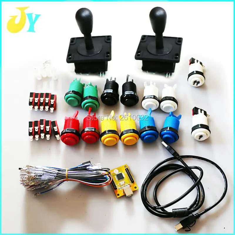 

PC PS/3 2 IN 1 Arcade to USB controller 2 player MAME DIY kit 14 pcs American style push button 2 kind of arcade joystck choose