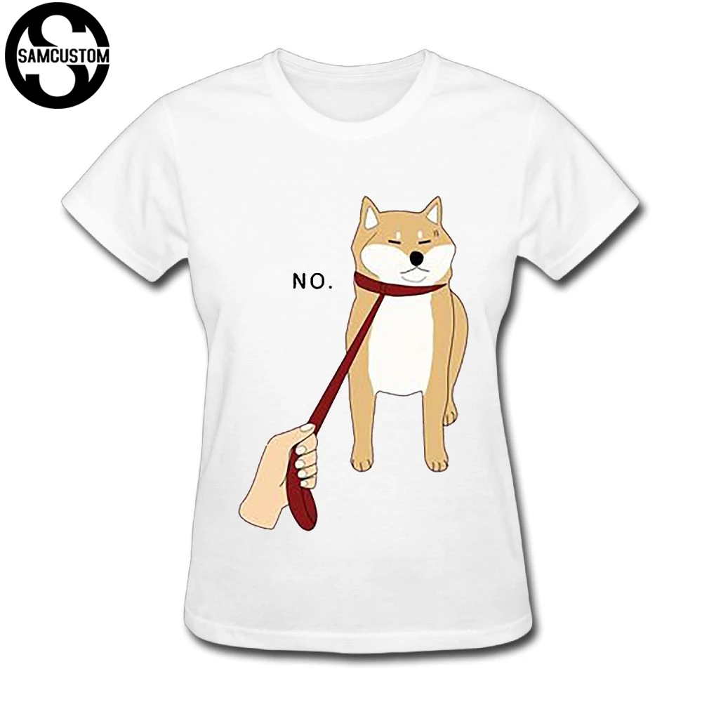 SAMCUSTOM NO shiba inu T-shirts for Women Harajuku Funny Product Tops Lady Casual Short Sleeve T-Shirt | Женская одежда