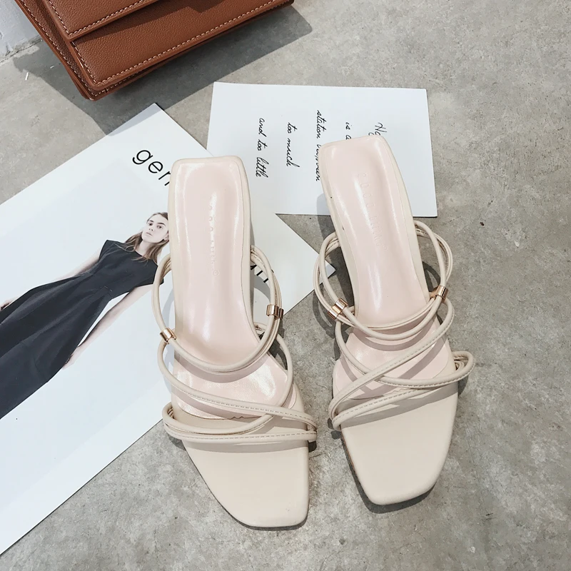 MONMOIRA Обувь на каблуке рюмочке тапочки сандалии Для женщин узкая полоса старинные